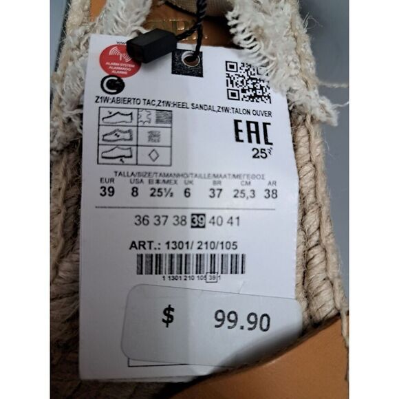 ZARA LEATHER FLATFORM SANDALS SIZE  8 US BROWN - Picture 9 of 9